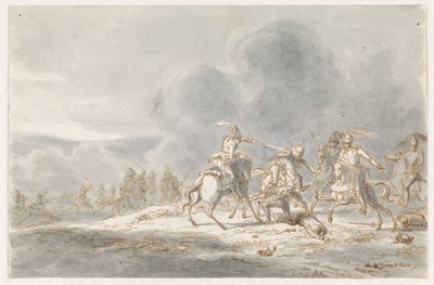 Ruitergevecht door Gerardus Emaus de Micault