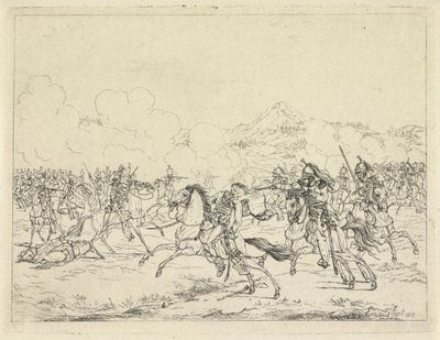 Sneuvelen van Frederik Willem van Brunswijk, 1815 door Gerardus Emaus de Micault