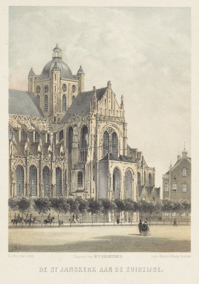 De Sint Janskerk in Den Bosch (De St. Janskerk aan de zuidzijde) door Gerardus Johannes Bos