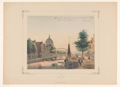Gezicht op de Oude Vest te Leiden door Gerardus Johannes Bos