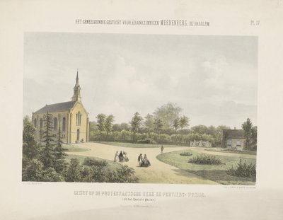 Kerk en portierswoning achter de Meerenberg door Gerardus Johannes Bos