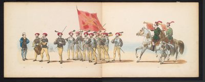 Maskerade van de Leidse studenten, 1855 (plaat 12) door Gerardus Johannes Bos
