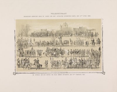 Volksuitgaaf. Maskerade gehouden door de leden van het Leydsche Studenten-Corps, den 11den Junij 1860. De intrede van den Hertog van Anjou binnen Antwerpen, den 19den Februarij 1582. door Gerardus Johannes Bos