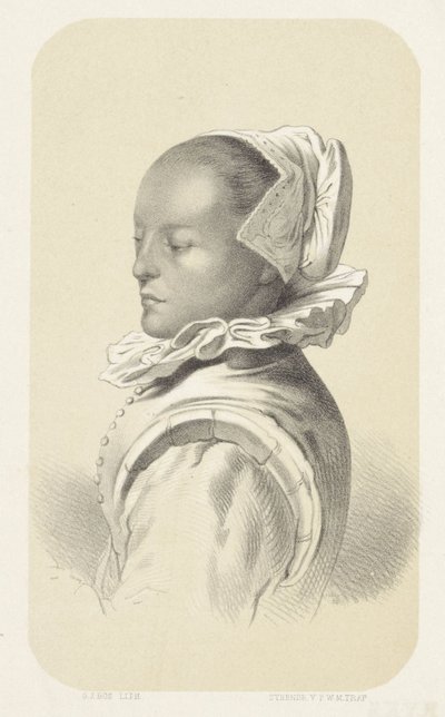 Vrouw met wit kapje en kraag door Gerardus Johannes Bos