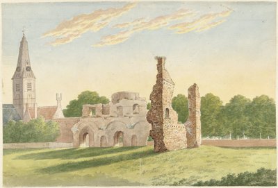De ruïne van de Abdij van Rijnsburg door Gerardus Johannes Verburgh