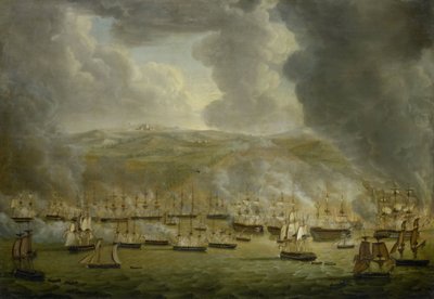 De Aanval van het Gecombineerde Engels-Nederlandse Eskader op Algiers, 1816 door Gerardus Laurentius Keultjes