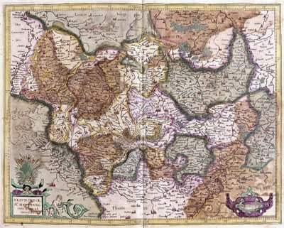 Braunschweig en Maagdenburg, Duitsland (gravure) door Gerardus Mercator