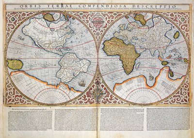 Dubbele Hemisfeer Wereldkaart, 1587 door Gerardus Mercator