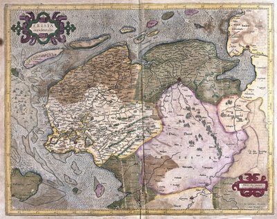 Groningen en Friesland, Nederland (gravure) door Gerardus Mercator