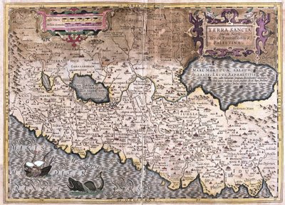 Heilige Land en Palestina (gravure) door Gerardus Mercator