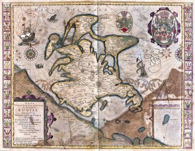 Eiland Rügen, Duitsland (gravure) door Gerardus Mercator