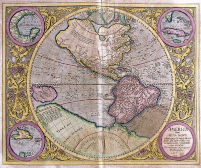 Noord- en Zuid-Amerika en Nieuw-Guinea door Gerardus Mercator