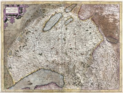 Noordoosten van Genève, Zwitserland (gravure) door Gerardus Mercator