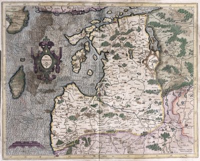 Noordelijke Baltische regio, Riga, Letland (gravure) door Gerardus Mercator