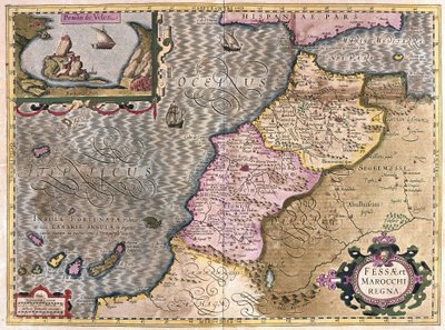 Noordwest-Afrika met de Canarische Eilanden (gravure) door Gerardus Mercator