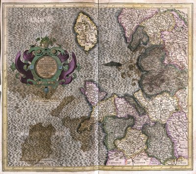 Noordwest-Engeland (gravure) door Gerardus Mercator