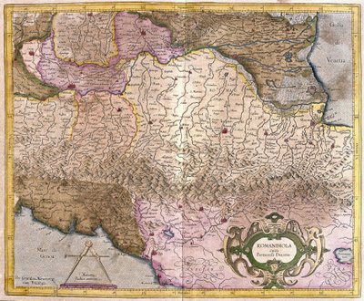Romagna met Parma, Italië (gravure) door Gerardus Mercator