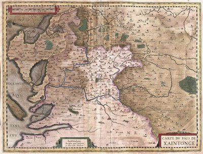Saintonge met La Rochelle en Ile Oleron, Frankrijk (gravure) door Gerardus Mercator