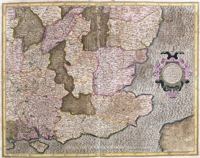 Zuidoost-regio van Engeland inclusief het Kanaal en Londen (gravure) door Gerardus Mercator