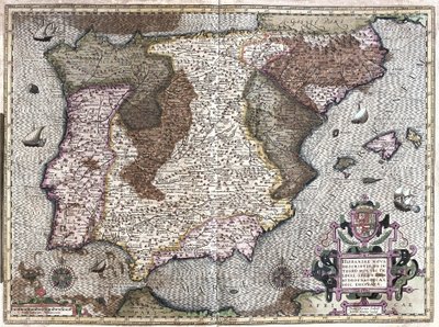 Spanje (gravure) door Gerardus Mercator
