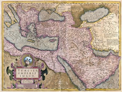 Turkije, Balkan, noordoostelijk Afrika, Arabië en het Midden-Oosten (gravure) door Gerardus Mercator