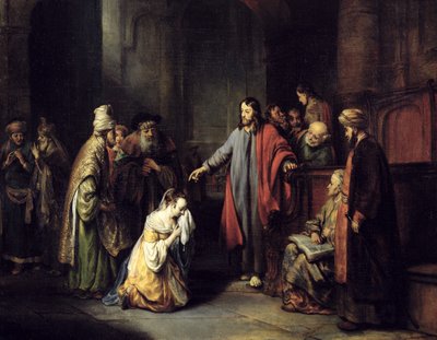 Christus en de overspelige vrouw door Gerbrand van den Eeckhout