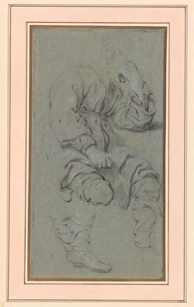 Studie van een Zittende Man, voor een figuur in het schilderij van de Profeet Elisa en de Sunamitische Vrouw op de Berg Karmel (Nationaal Museum, Warschau inv. M.Ob.551 MNW) door Gerbrand van den Eeckhout