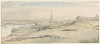 Gezicht op Rhenen en de Rijn vanuit het oosten door Gerbrand van den Eeckhout