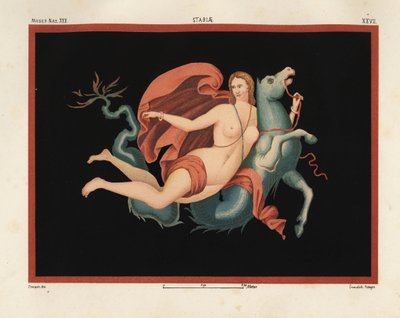 Een Nereïde (zeenimf) in mantel en armbanden rijdend op een zeemonster of hippocampus, half paard en half vis door Geremia Discanno