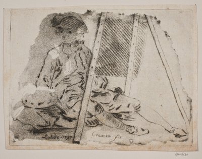 Een schilder (Juel) bij zijn ezel door Gerhard Ludvig Lahde