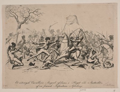 Een Oostenrijkse cavalerieaanval afgeslagen in de slag bij Austerlitz door Gerhard Ludvig Lahde