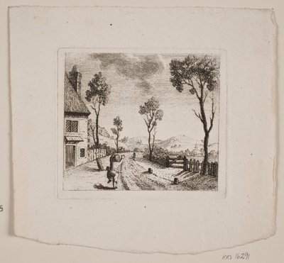 Landschap met rennende jongen door Gerhard Ludvig Lahde