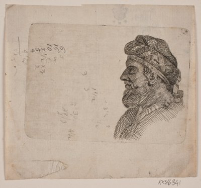 Studiehoofd van oude man in profiel door Gerhard Ludvig Lahde