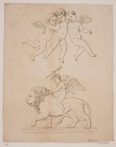 Plaat met drie cupido