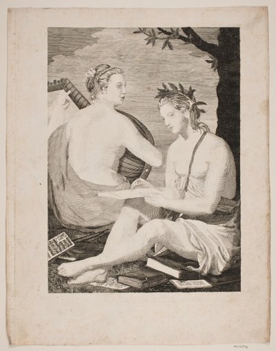 Terpsichore en Kalliope door Gerhard Ludvig Lahde