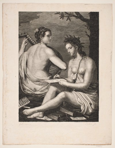 Terpsichore en Kalliope door Gerhard Ludvig Lahde