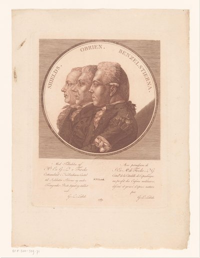 Portretten van Shields, Obrien en Benzelstierna door Gerhard Ludwig Lahde