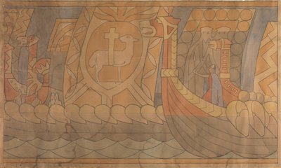 Folklore tekening, 1895-1898 door Gerhard Munthe