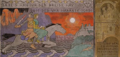 Åsmund en de prinses rijden naar huis door Gerhard Munthe