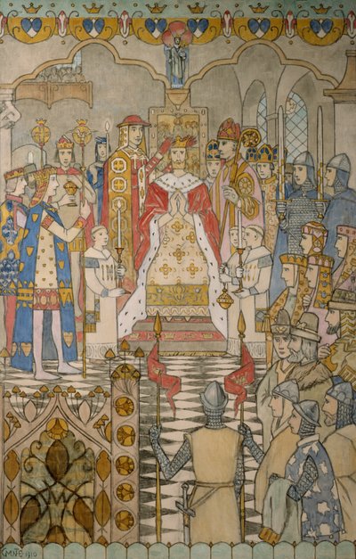 Koning Haakons kroning door Gerhard Peter Frantz Vilhelm Munthe