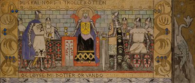 Åsmund in de koningszaal door Gerhard Peter Frantz Vilhelm Munthe