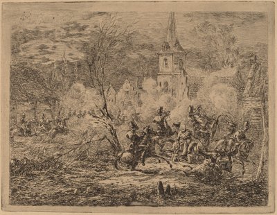 Inname van een dorp door Gerhardus Emaus de Micault