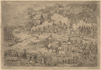 Aanval van de cavalerie door Gerhardus Emaus de Micault
