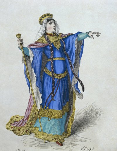 Merovingische koningin, illustratie uit 