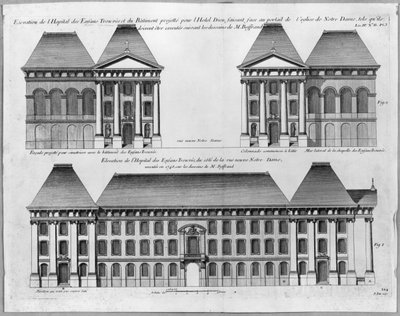 Elevatie van het Hopital des Enfants Trouves, gegraveerd door Pierre Patte, 1748 door Germain Boffrand