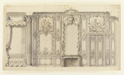 Muur elevatie van de slaapkamer van de prins de Rohan, Hôtel de Soubise, Parijs door Germain Boffrand