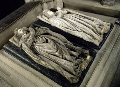 Beelden van Henri II (1519-59) en Catherine de Medici (1519-89) 1583 (marmer) door Germain Pilon