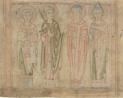 Heiligen Cyprianus, Vitus, Stephanus en Cornelius door German 12th Century