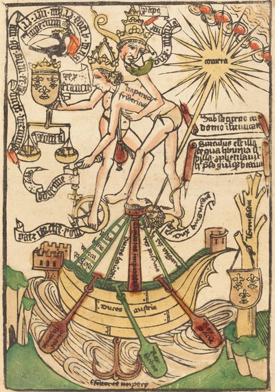 Allegorie van de Ontmoeting van Paus Paulus II en Keizer Frederik III door German 15th Century