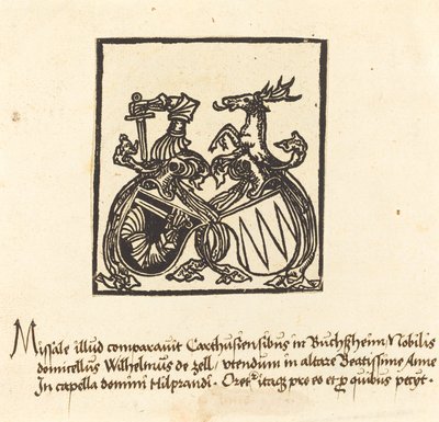 Boekplaat van Wilhelm von Zell door German 15th Century